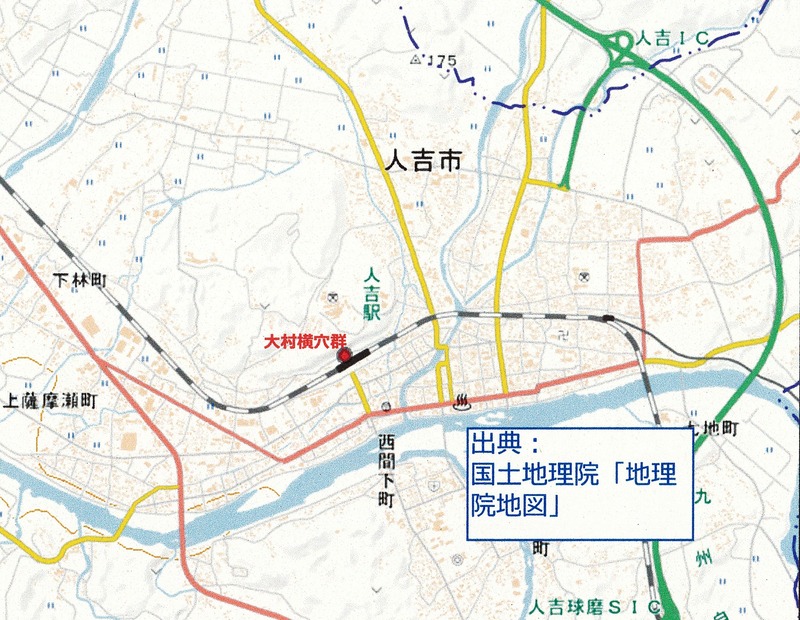 大村横穴群周辺の地図